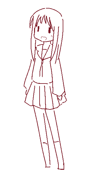 1girl :d azumanga_daiou commentary_request full_body greyscale kasuga_ayumu long_hair long_sleeves monochrome nama_(sukebu2580) open_mouth pleated_skirt school_uniform serafuku simple_background skirt smile socks solo standing white_background |_|