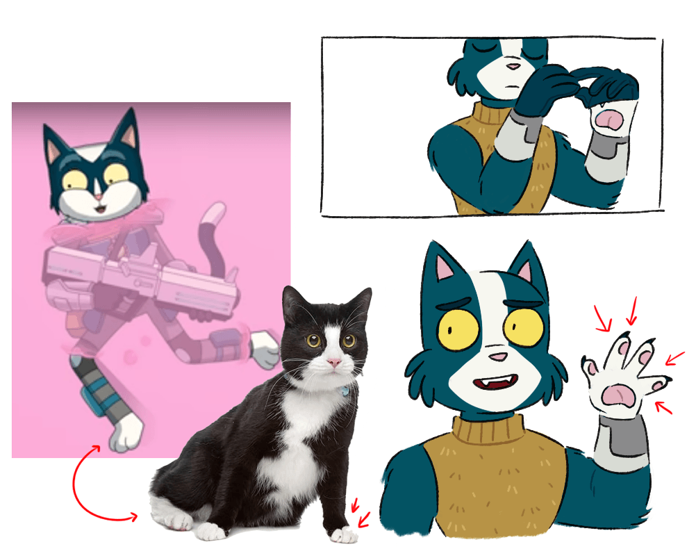 2018 anthro avocato claws clothed clothing digital_media_(artwork) domestic_cat felid feline felis final_space fingers fur gesture gloves handwear jadeyarts looking_at_viewer male mammal pawpads paws sequence smile solo ventrexian waving weapon