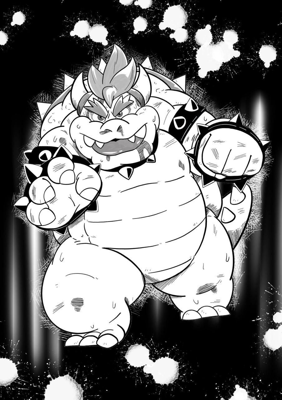 2019 anthro belly bowser hi_res kamui_shirow koopa mario_bros nintendo overweight scalie solo video_games