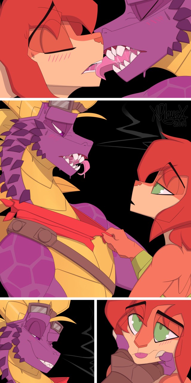 activision anthro athletic blush bodily_fluids clothed clothing curvaceous curvy_figure dragon elora eyes_closed eyewear faun female french_kissing gloves goggles green_eyes hair handwear hi_res hug kissing male male/female purple_body purple_eyes purple_skin saliva saliva_on_tongue scales spyro spyro_the_dragon teeth tongue tongue_out video_games voluptuous wings xplaysx