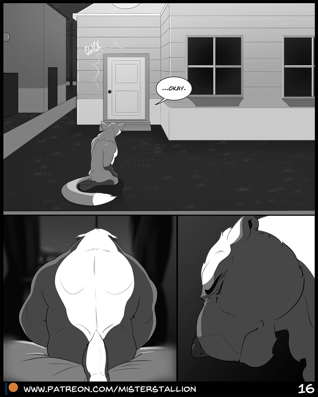 badger bed bedroom butt canid canine comic fox furniture honey_badger invalid_tag male male/male mammal misterstallion muscular mustelid musteline nude outside public