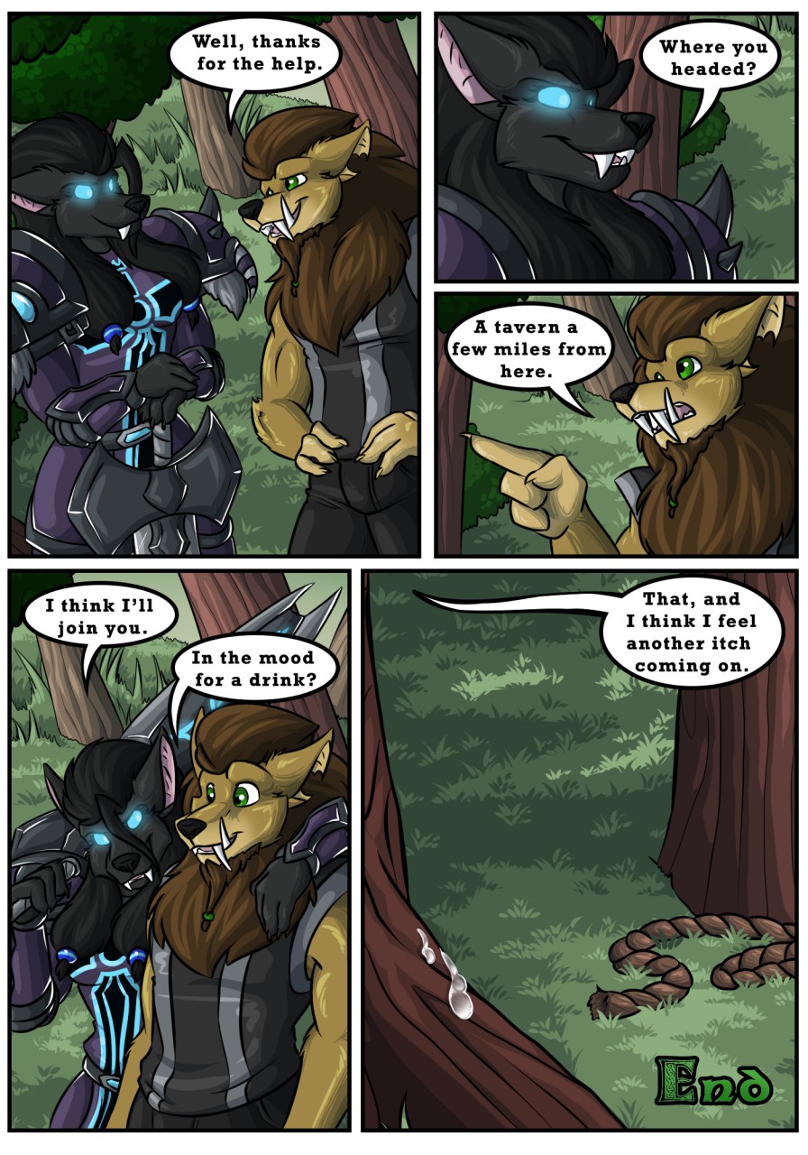 2019 amo_(amocin) amocin anthro blizzard_entertainment canid canine canis claws clothed clothing comic dialogue digital_media_(artwork) druids_the_comic duo english_text female feral fur hair hi_res humanoid male mammal paws shaidan_(amocin) smile solo text video_games warcraft were werecanid werecanine wolf worgen