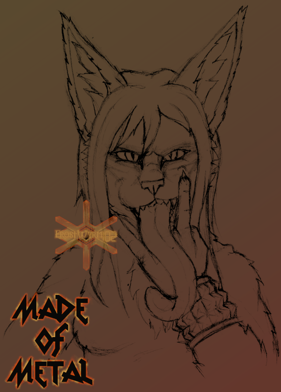 anthro breasts clothed clothing domestic_cat featureless_breasts felid feline felis female frostwyrm102 long_tongue mammal simple_background tongue topless traditional_media_(artwork)