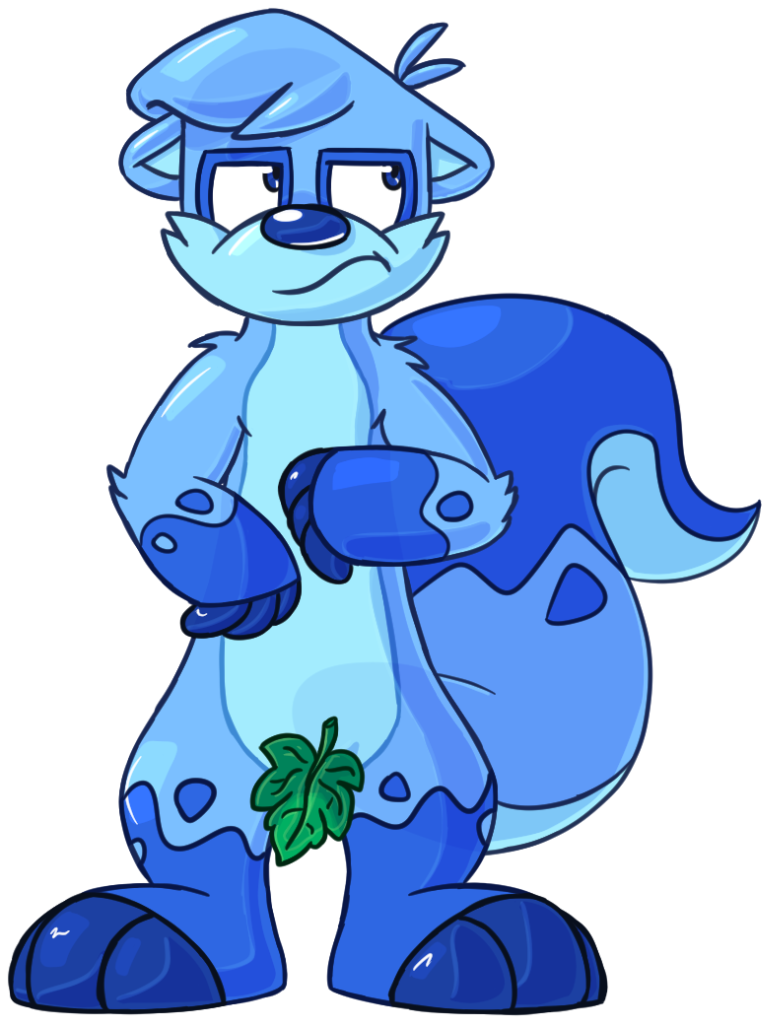 alpha_channel annoyed barefoot blue_body embarrassed fig_leaf gelatin goronic jelly lutari_(neopets) male mammal neopets nude simple_background standing transparent_background