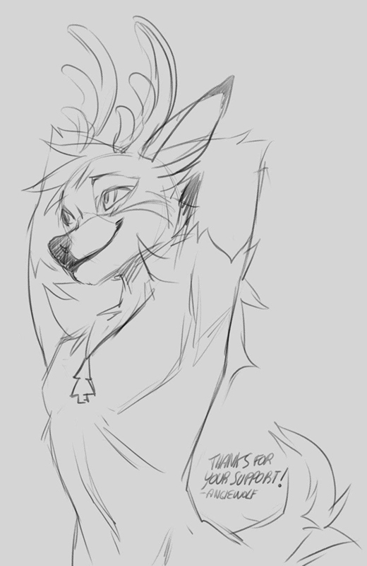 2019 angiewolf anthro cervid digital_media_(artwork) male mammal sketch smile solo