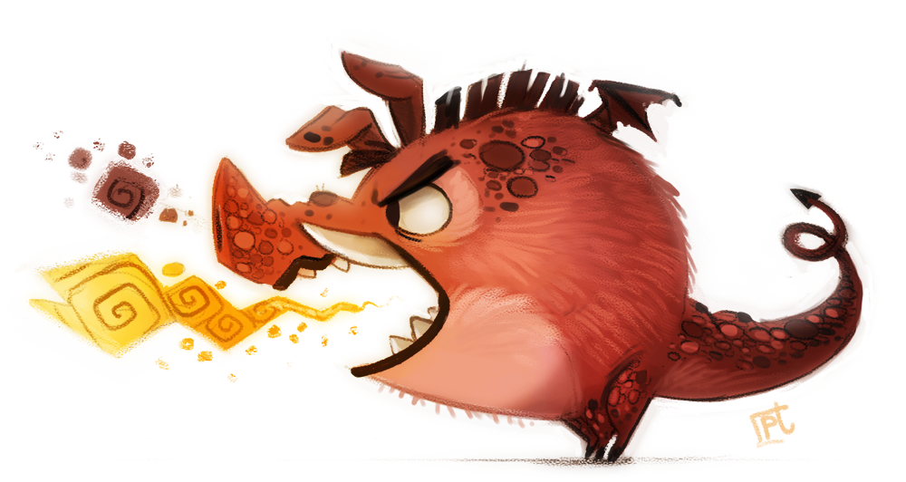 ambiguous_gender angry breath_powers cryptid-creations domestic_pig dragon fangs fire fire_breathing fur hybrid mammal pink_body pink_fur pink_scales scales simple_background smoke spade_tail suid suina sus_(pig) teeth tusks white_background