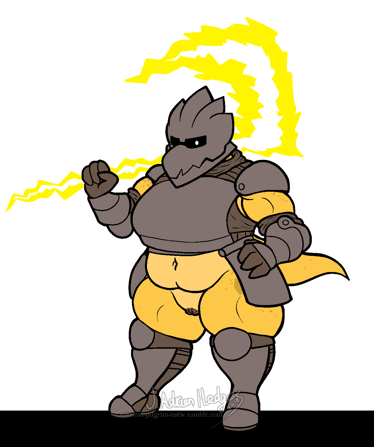 alphys alternate_universe anthro armor belly bottomless breastplate clitoris clothed clothing darkened_genitalia female gauntlets genitals gloves glowing_pupils greaves handwear headgear helmet hi_res magic_weapon melee_weapon musclegut muscular muscular_female navel overweight overweight_female partially_clothed plate_armor polearm pussy reptile scales scalie scythe solo thick_tail thick_thighs underswap undertale video_games weapon wide_hips wittless-pilgrim yellow_body yellow_scales