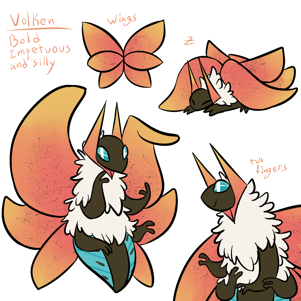 1:1 arthropod feral fluffy flying nintendo pok&eacute;mon pok&eacute;mon_(species) sleeping smile video_games volcarona wakamolez wings