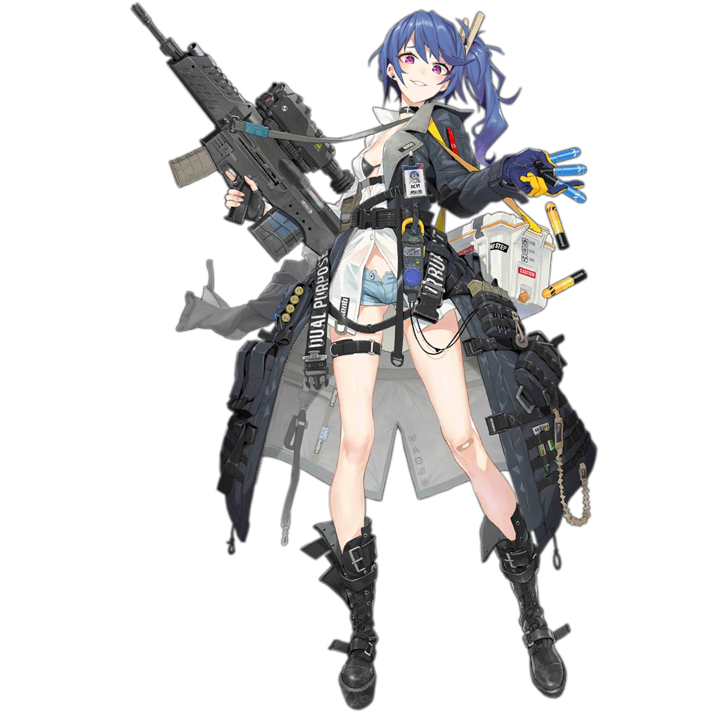 1girl assault_rifle bandaid bangs belt bikini black_bikini black_footwear black_gloves blue_hair blue_shorts boot_straps boots breasts buckle cable clothes_pin clothes_writing coat cooler cross-laced_footwear daewoo_k11 explosive fingerless_gloves girls_frontline gloves grenade grenade_launcher grey_coat gun head_tilt holding holding_gun holding_weapon id_card jewelry k11_(girls_frontline) knee_boots lace-up_boots ladic leather_choker long_coat long_hair long_shirt long_sleeves medium_breasts messy_hair multimeter multiple_straps name_tag off_shoulder official_art open_clothes open_coat open_fly open_shirt parted_lips pouch purple_eyes radiation_symbol rifle see-through shells shirt short_shorts shorts side_ponytail sidelocks single_earring single_fingerless_glove skindentation smirk solo standing stomach swimsuit thigh_strap thighs transparent_background trench_coat trigger_discipline weapon white_shirt