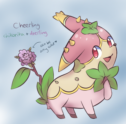 adopt branch cheerling chikorita deerling feral flower fusion grass_type hooves hybrid leaf long_ears low_res nintendo plant plant_tail pok&eacute;mon pok&eacute;mon_(species) red_eyes sinamuna spikes video_games