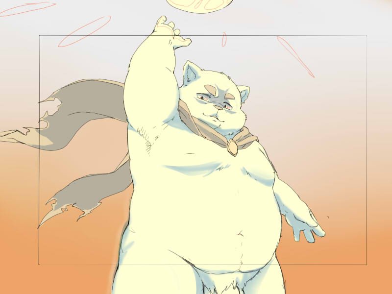 2019 4:3 anthro belly genitals humanoid_hands inunoshippo kemono male mammal moobs nipples overweight overweight_male penis solo