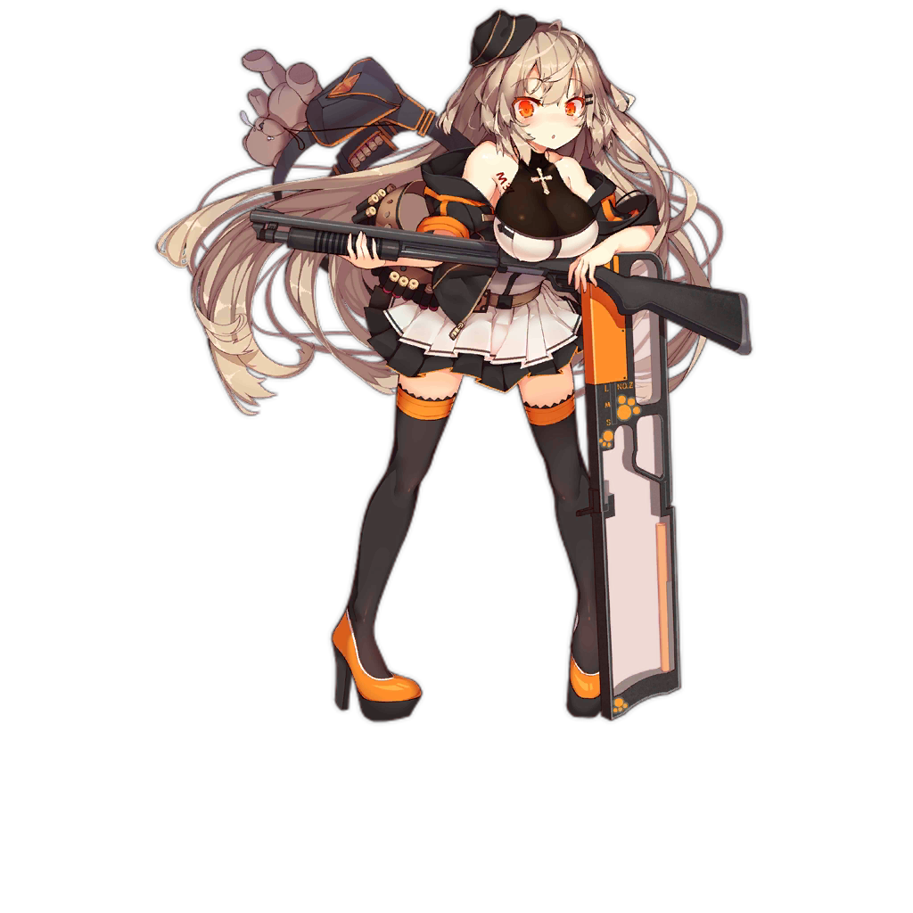 1girl :o ahoge armpit_crease bag bangs belt black_headwear black_legwear blush body_writing breasts buckle character_name cleavage cross cross_necklace elbow_rest floating_hair full_body girls_frontline gun hair_between_eyes hair_ornament hairclip hanging_breasts hat high_heels holding holding_gun holding_weapon ithaca_m37 ithaca_m37_(girls_frontline) jacket jewelry large_breasts long_hair looking_at_viewer necklace off_shoulder official_art open_clothes open_jacket open_mouth paw_print_pattern platform_footwear platform_heels pleated_skirt pump_action rain_lan red_eyes shield shotgun shotgun_shells sidelocks skirt solo standing strap stuffed_animal stuffed_toy teddy_bear thighhighs transparent_background unzipped weapon zipper zipper_pull_tab