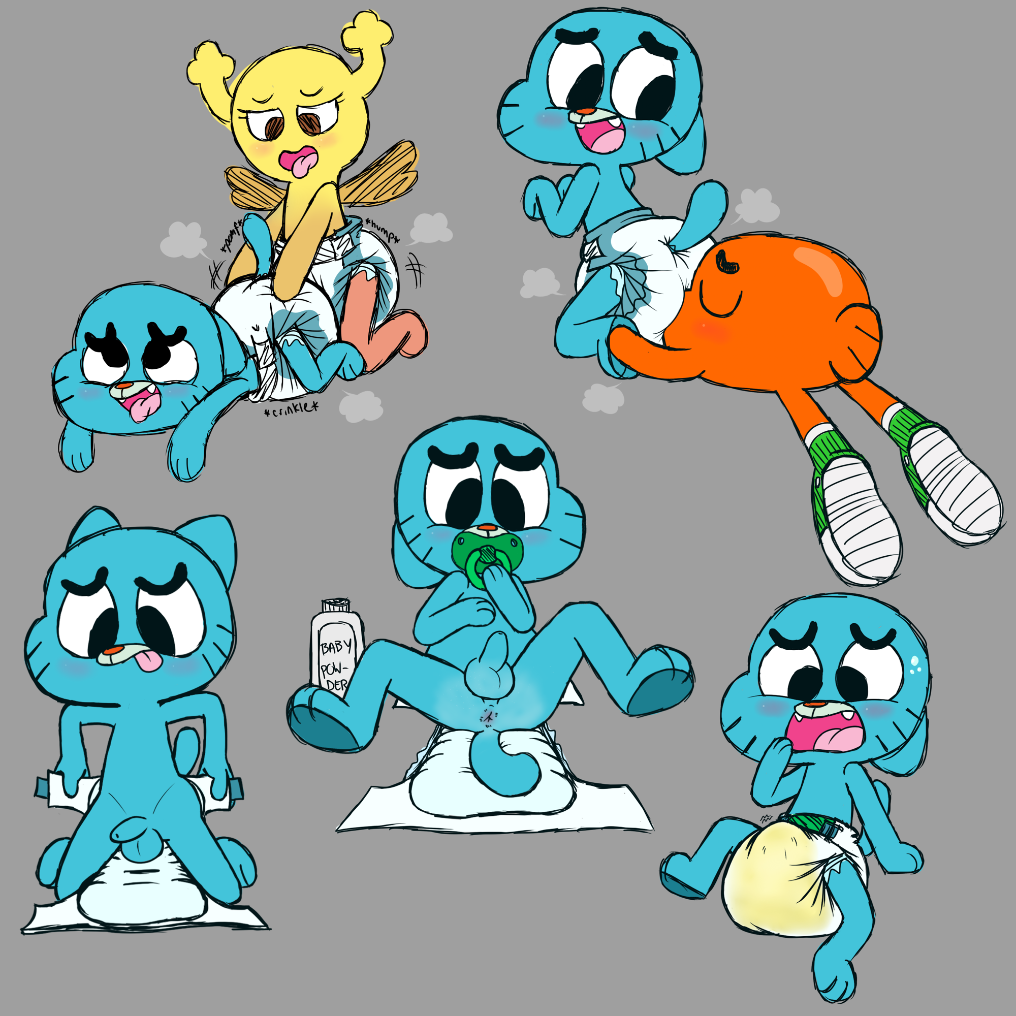 The Big ImageBoard (TBIB) - 1:1 2015 anthro anus baby powder balls blush  bodily fluids brother (lore) brothers (lore) bulge butt cartoon network  clothing darwin watterson diaper diaper puff domestic cat duo