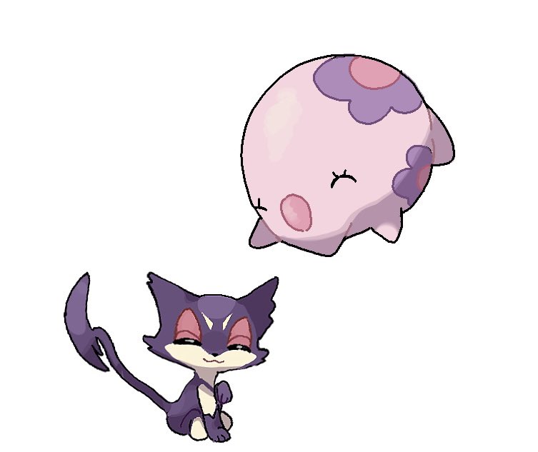 cat closed_eyes closed_mouth eneko_(olavcnkrpucl16a) eyelashes munna no_humans pokemon pokemon_(creature) purrloin simple_background sitting smile white_background