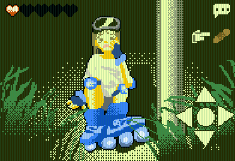 &gt;_&lt; ... 1girl bandaid blue_footwear blue_gloves blue_wrist_cuffs brown_hair chinese_commentary commentary_request english_commentary fingerless_gloves frown full_body gameplay_mechanics gloves goggles goggles_on_head grass grey-framed_eyewear grey_shorts hand_on_ground hand_on_own_cheek hand_on_own_face health_bar injury knee_pads lamppost long_hair mixed-language_commentary night open_mouth original pixel_art roller_skates shirt short_shorts short_sleeves shorts sitting skates solo speech_bubble t-shirt white_shirt white_sleeves wrist_cuffs xing_yanyanyanyan
