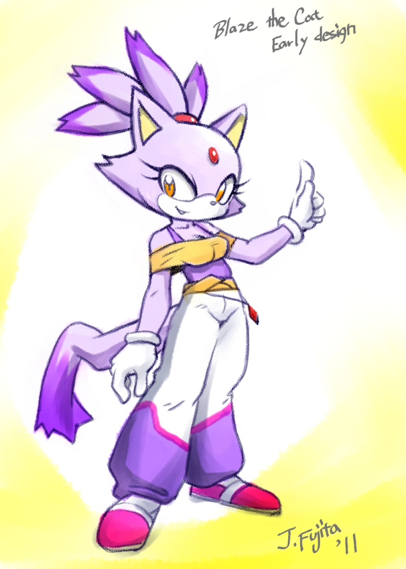 1girl animal_ears baggy_pants blaze_the_cat cat_ears cat_girl cat_tail forehead_jewel furry furry_female gloves j-fujita looking_at_viewer pants parted_lips pink_footwear ponytail purple_fur smile sonic_(series) tail white_gloves yellow_eyes