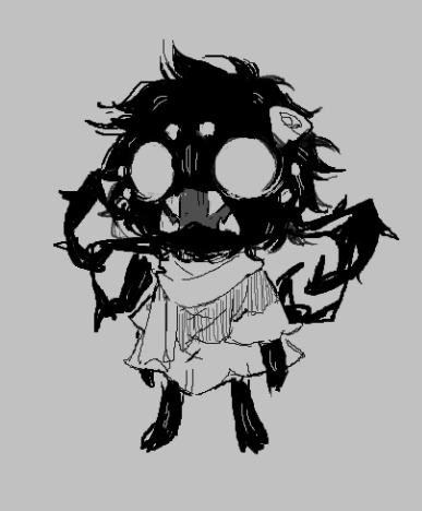 accessory ambiguous_gender anthro arachnid arthropod black_body black_fur clothed clothing don't_starve dress flower flower_in_hair fur hair hair_accessory klei_entertainment low_res male messy_hair plant pupils ramssa spider webber white_pupils