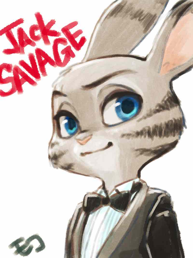 anthro black_stripes blue_eyes disney ear_markings facial_markings fur grey_body grey_fur head_markings jack_savage lagomorph leporid mammal markings monmokamoko rabbit simple_background smile solo stripes white_background zootopia