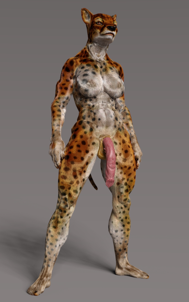 10:16 3d_(artwork) animal_genitalia anthro cheetah digital_media_(artwork) earthclan3d felid feline genitals gynomorph hi_res intersex mammal penis