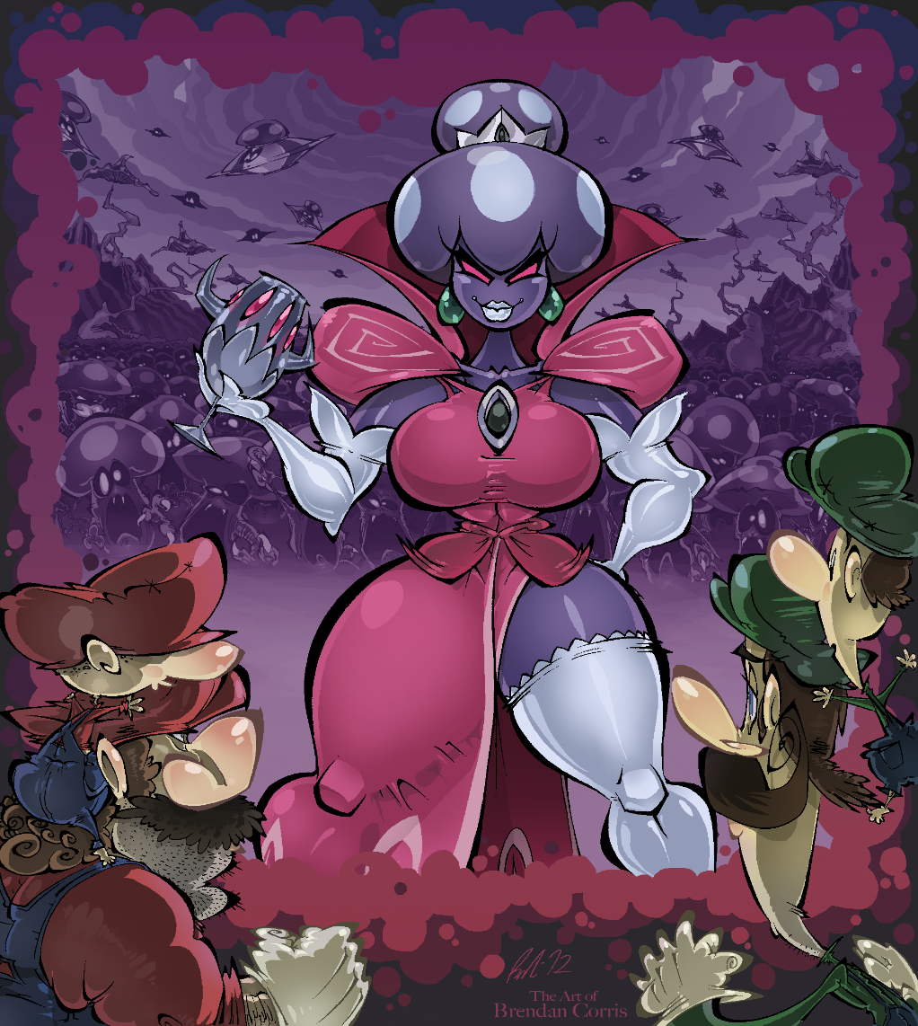 alien baby baby_luigi baby_mario breasts brendancorris clothing ear_piercing female group legwear lips luigi male mario mario_and_luigi_(series) mario_bros nintendo partners_in_time piercing princess_shroob shroob stockings thick_thighs video_games wide_hips young