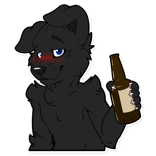 1:1 alcohol alpha_channel beer beverage bird_dog black_body black_fur blue_eyes canid canine canis cub domestic_dog fur hunting_dog labrador male mammal retriever simple_background sticker transparent_background xanthe_(artist) xanthewolf young