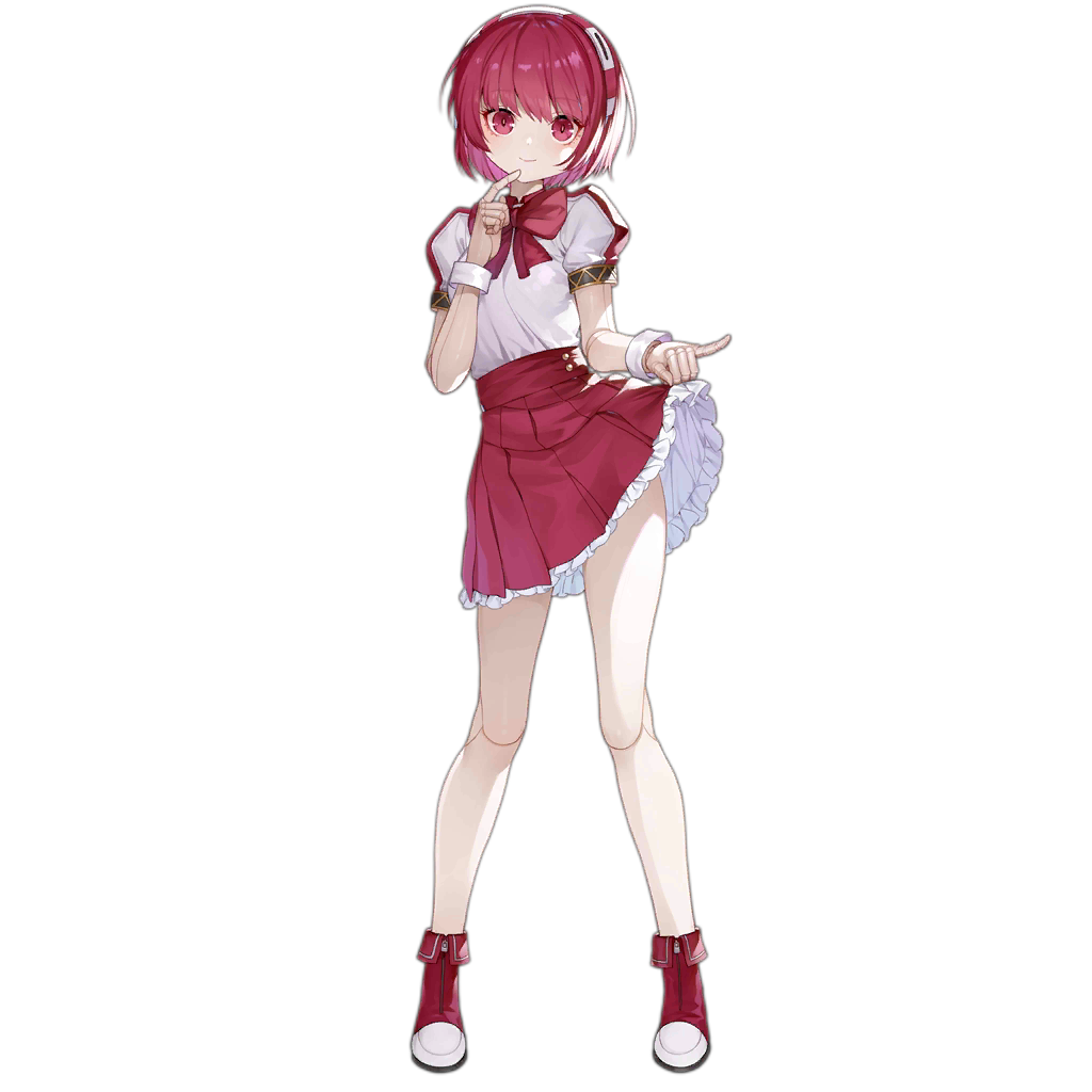 1girl android bangs closed_mouth doll_joints dorothy_haze eyebrows_visible_through_hair frilled_skirt frills full_body girls_frontline haijin lifted_by_self looking_at_viewer official_art pink_eyes pink_hair pleated_skirt puffy_short_sleeves puffy_sleeves red_footwear red_neckwear red_skirt robot robot_joints shirt short_hair short_sleeves skirt skirt_lift solo transparent_background va-11_hall-a white_shirt