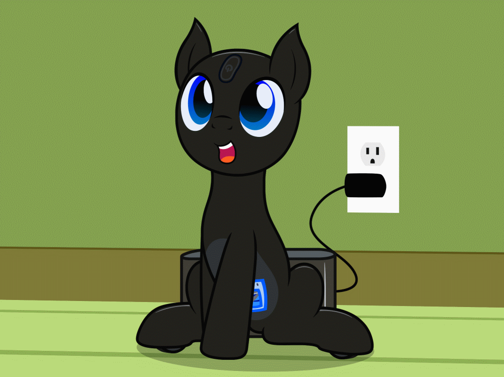 animate_inanimate animated badumsquish barely_animated blue_eyes charging charging_pad equid equine eufy_robovac fan_character grin happy horse living_machine machine male mammal mr._twister_(oc) my_little_pony open_mouth outlet ponification pony pushbutton robot robot_pony roomba roomba_pony short_playtime sitting smile socket socket_outlet solo vacuum vacuum_cleaner