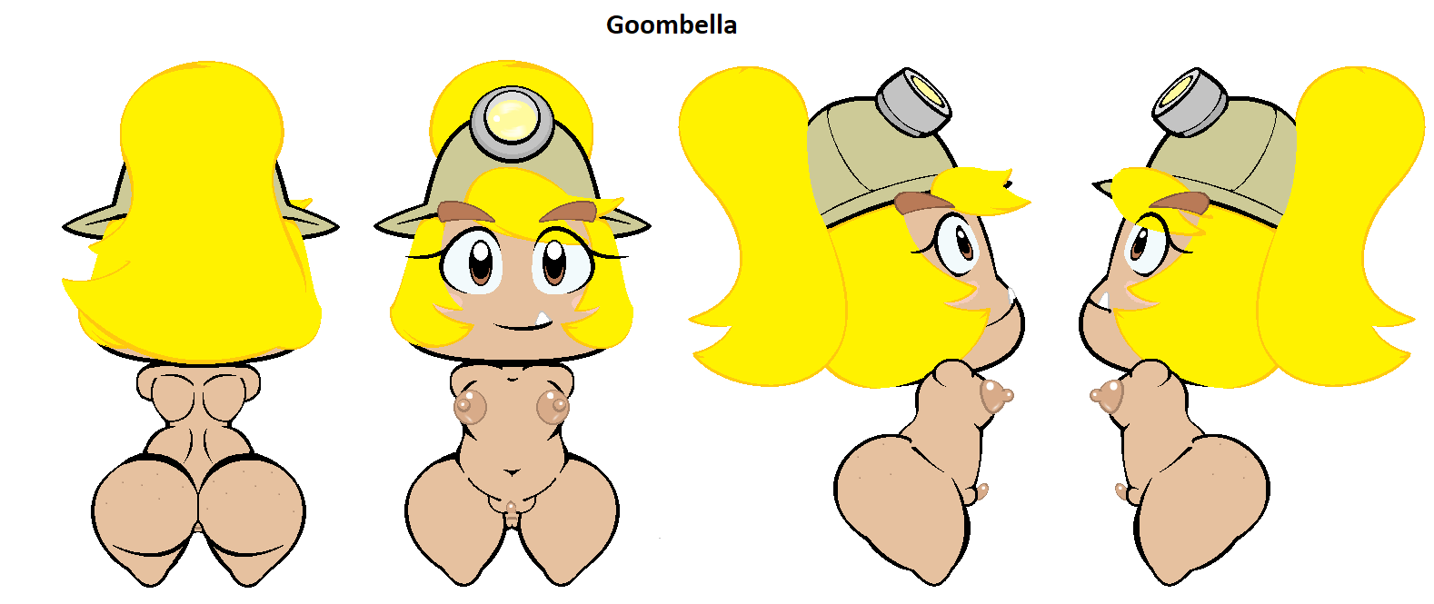 anus areola big_butt blonde_hair blush butt clitoris female front_view genitals goomba goombella hair humanoid lil_scooter56 mario_bros navel nintendo nipples not_furry paper_mario plump_labia puffy_nipples pussy rear_view side_view simple_background thick_thighs video_games wide_hips