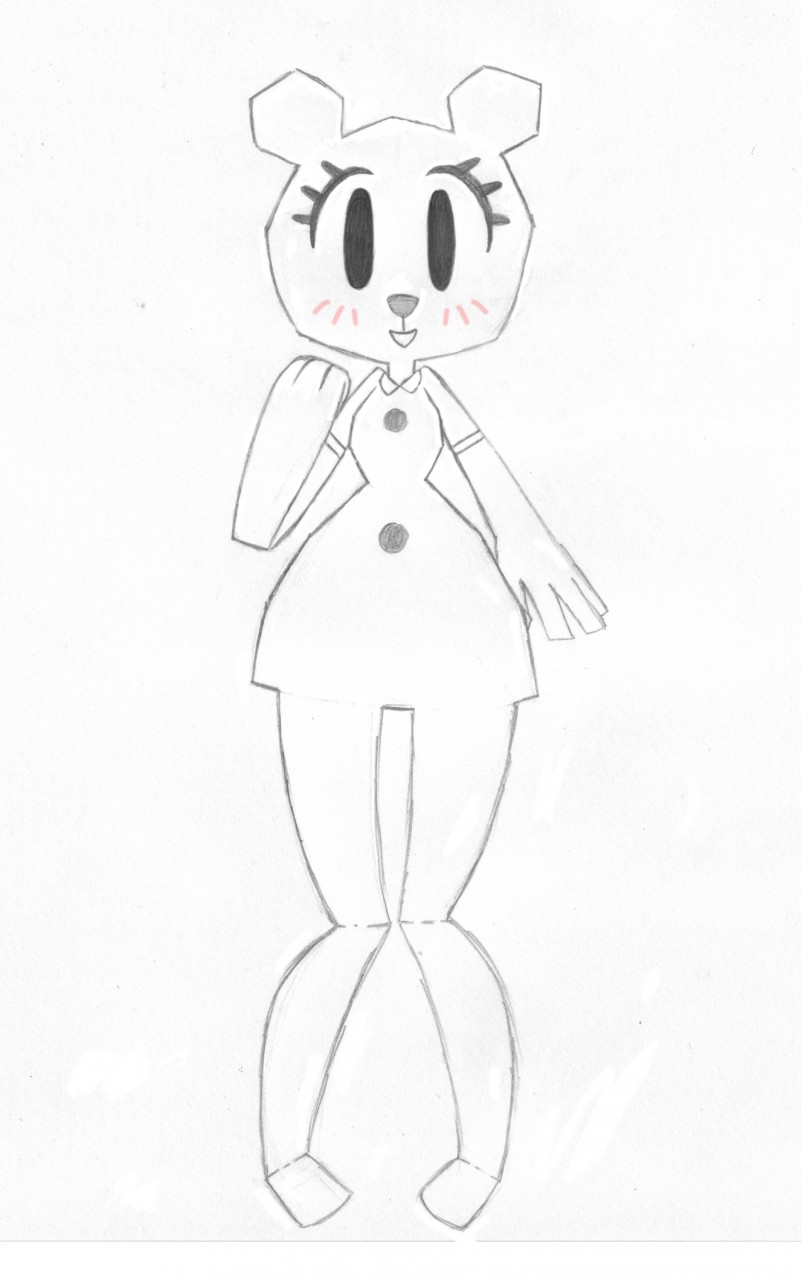 anthro bit-small blush cartoon_network clothed clothing eyelashes female hi_res looking_at_viewer mammal open_mouth paper simple_background smile solo standing teri_(tawog) the_amazing_world_of_gumball thick_thighs ursid white_background wide_hips