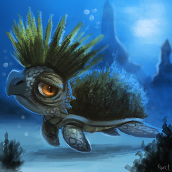 cryptid-creations mohawk_(hairstyle) reptile scalie solo turtle underwater water