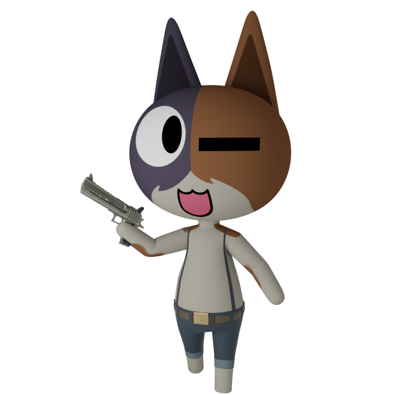 1:1 2020 3d_(artwork) animal_crossing belt belt_buckle bottomwear calico_cat clothed clothing digital_media_(artwork) domestic_cat epic_games felid feline felis fortnite gun handgun holding_object holding_weapon jeans looking_at_viewer male mammal meowscles_(fortnite) mottled nintendo one_eye_closed open_mouth pants piebald pose ranged_weapon simple_background solo standing topless torturedtorchic video_games weapon winking_at_viewer