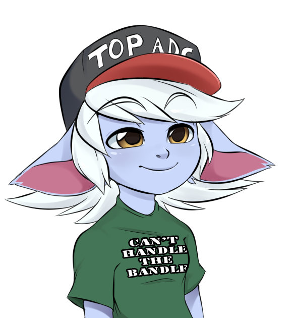 alpha_channel bandlebro blue_body blush clothing female green_eyes hat headgear headwear humanoid league_of_legends meme not_furry riot_games shirt simple_background smile solo text_on_shirt top_gun_hat topwear transparent_background tristana_(lol) video_games yordle