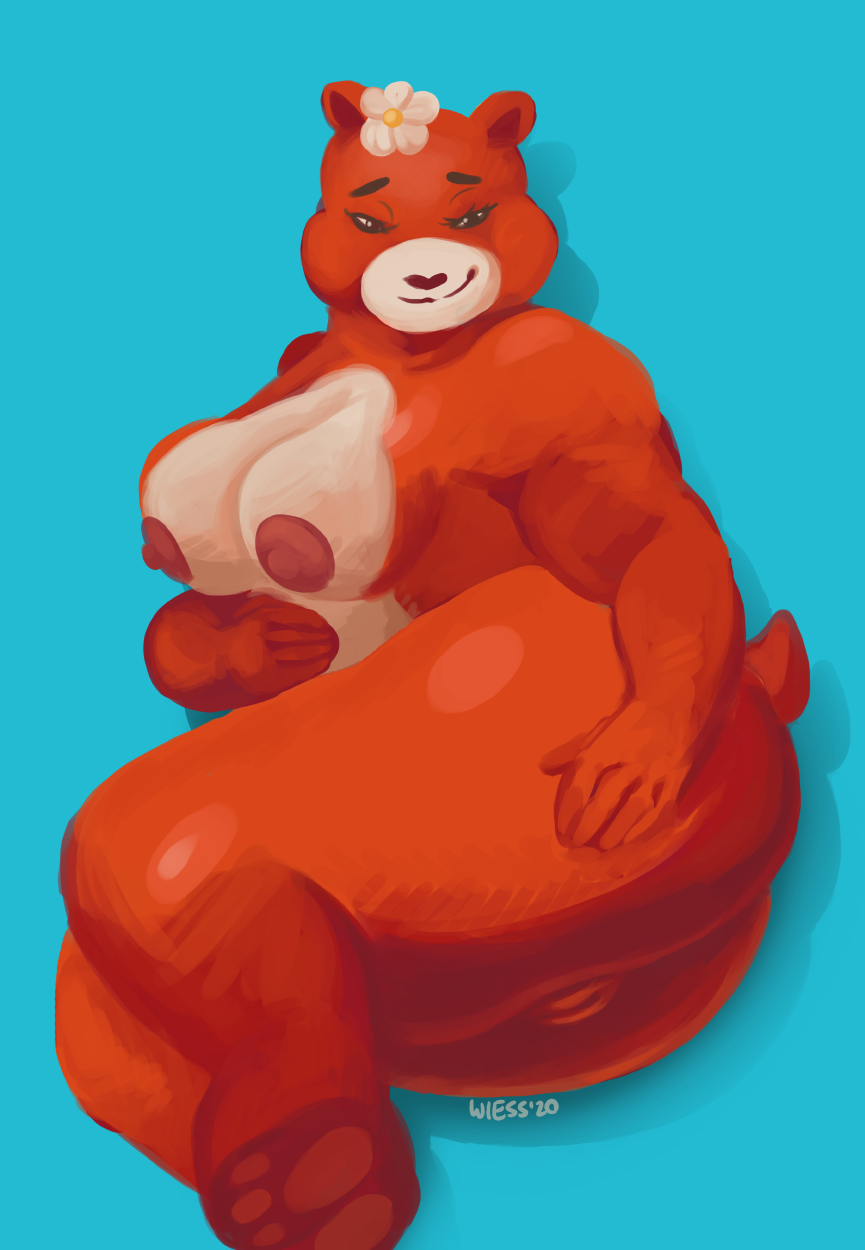 anthro big_breasts big_butt breasts butt charmin charmin_bear charmin_ultra_strong_mom curvy_figure female genitals hi_res inviting looking_at_viewer lying mammal mature_female nipples overweight pose presenting pussy smile smirk solo thick_thighs ursid voluptuous wiess