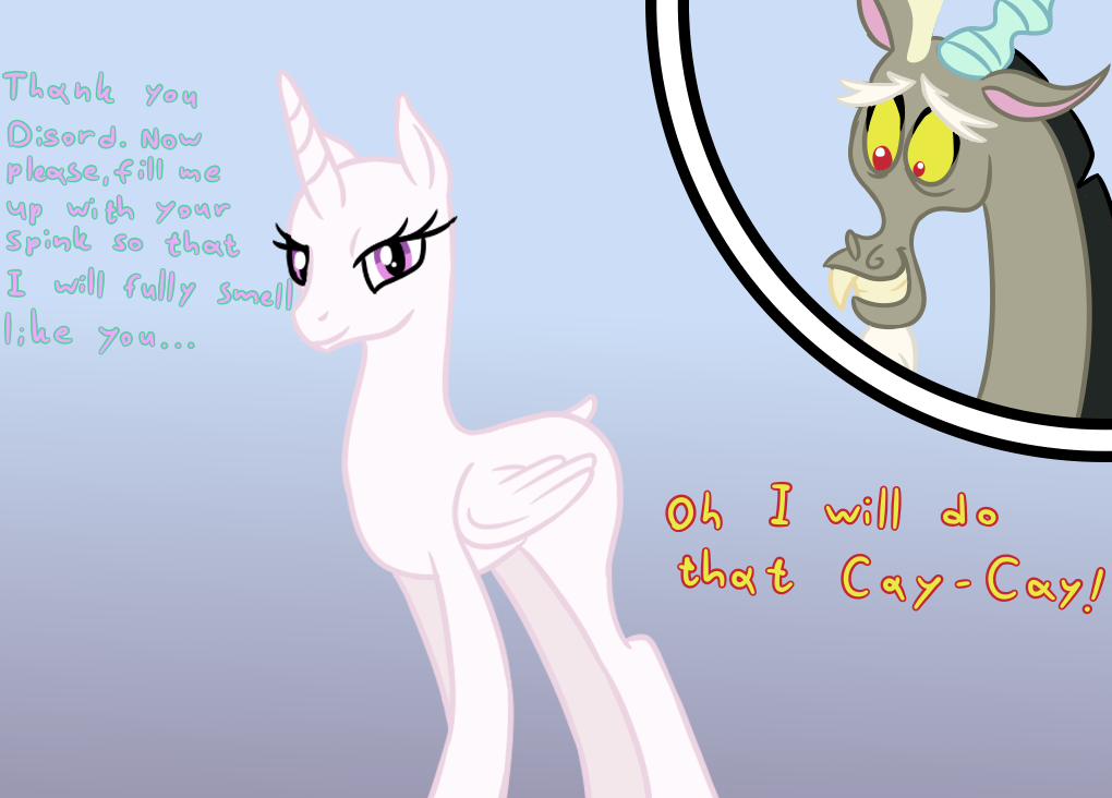 bald bedroom_eyes chimera discord_(mlp) draconequus equid equine female friendship_is_magic hasbro horn horse hybrid jpgr looking_at_viewer male male/female mammal my_little_pony narrowed_eyes nude pony presenting princess_celestia_(mlp) seductive shaved shaved_head shaved_tail smile winged_unicorn wings