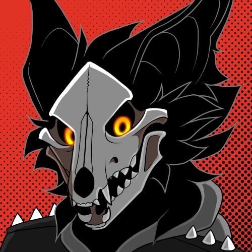 anthro bone cadaver_(skulldog) fangs glowing glowing_eyes low_res male monster portrait skull skulldog skully solo wingedwolf94