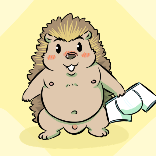 1:1 2020 anthro balls belly blush clothing eulipotyphlan genitals hedgehog hokolee32 kemono male mammal moobs navel nipples overweight overweight_male penis simple_background solo underwear