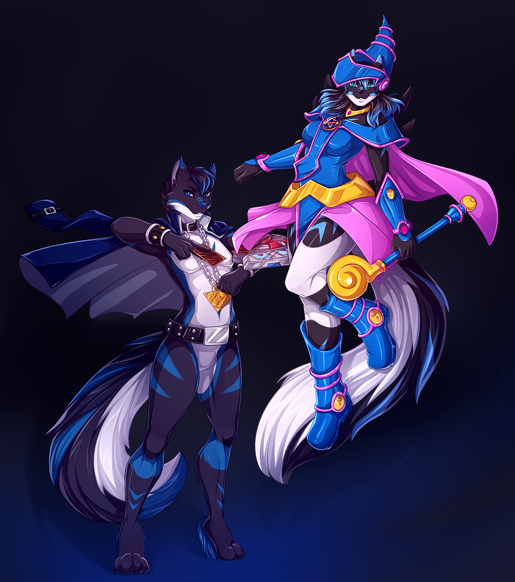 2020 4_toes 5_fingers anthro black_hair canid canine clothed clothing digital_media_(artwork) duo fingers hair hi_res knight_dd male mammal simple_background solo toes