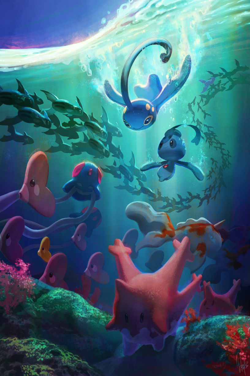 2020 2:3 ambiguous_gender corsola digital_media_(artwork) feral goldeen group hi_res legendary_pok&eacute;mon luvdisc manaphy nintendo phione pok&eacute;mon pok&eacute;mon_(species) remoraid sea shiny_pok&eacute;mon tamberella tentacool underwater video_games water