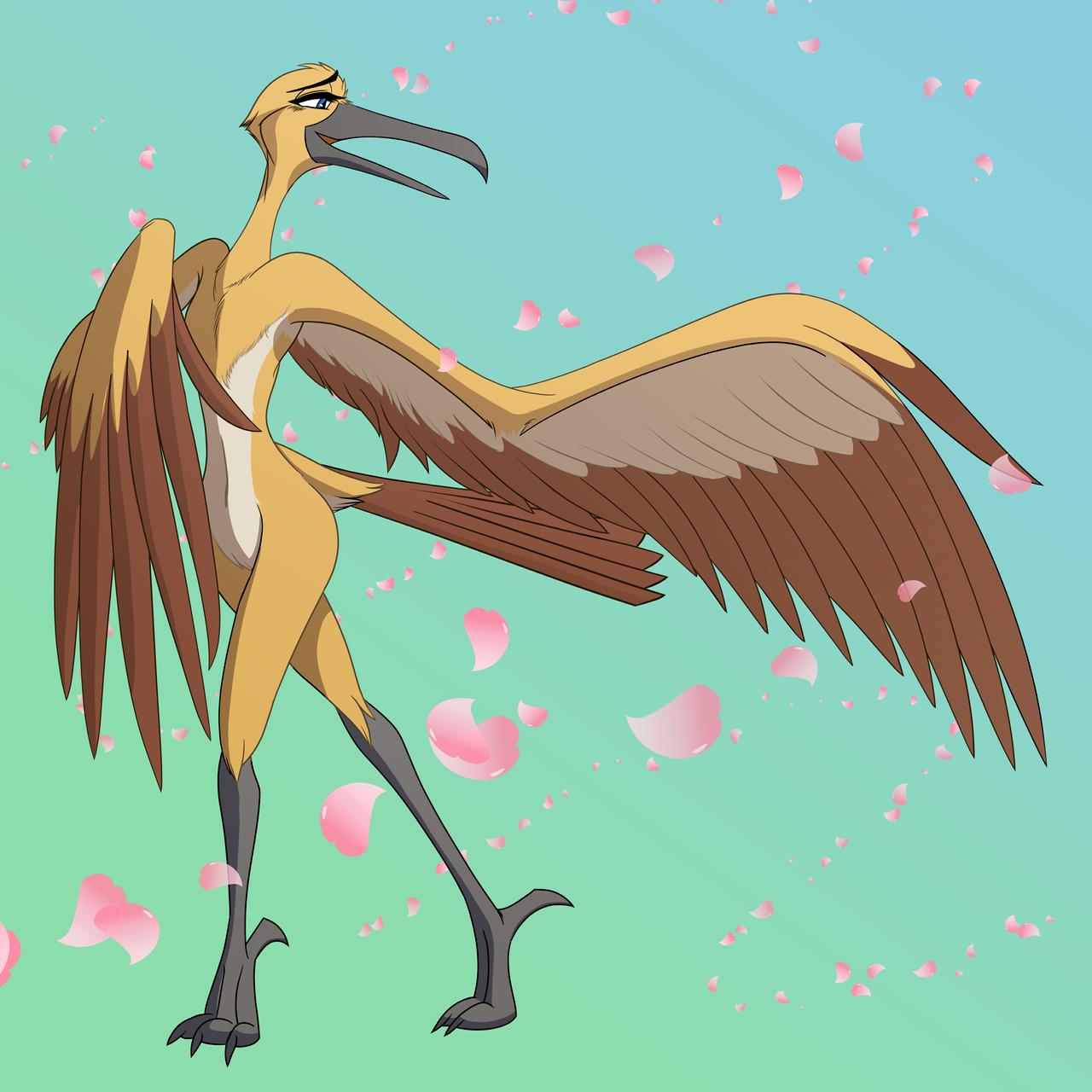 1:1 anthro avian bird female hi_res mei nude petals simple_background solo thelonecrow whitephoenix52_(artist)