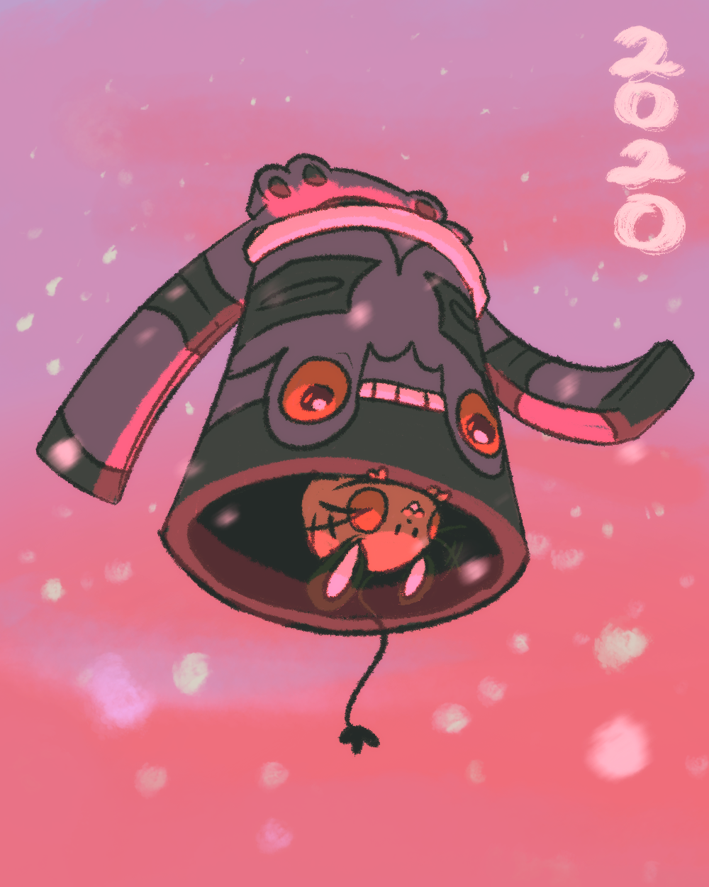 2020 autobottesla bronzong chinese_zodiac creature dedenne floating gen_4_pokemon gen_6_pokemon happy_new_year highres new_year no_humans pokemon pokemon_(creature) upside-down year_of_the_rat