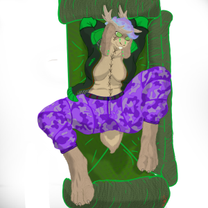 1:1 alpha_channel anthro camo camo_clothing camo_print clothing female fur furniture horn humanoid jackalope lagomorph leporid low_res lying mammal on_back pattern_clothing rabbit simple_background sofa solo spider26 transparent_background