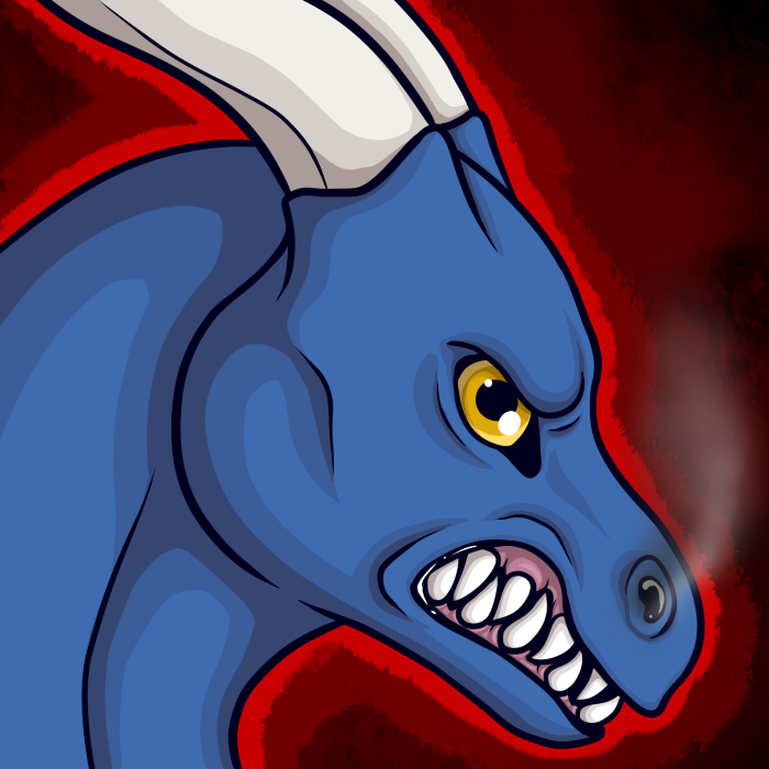 1:1 angry baring_teeth deerdaddy13 dragon ezurth feral horn male reaction_image smoke_from_nose solo teeth