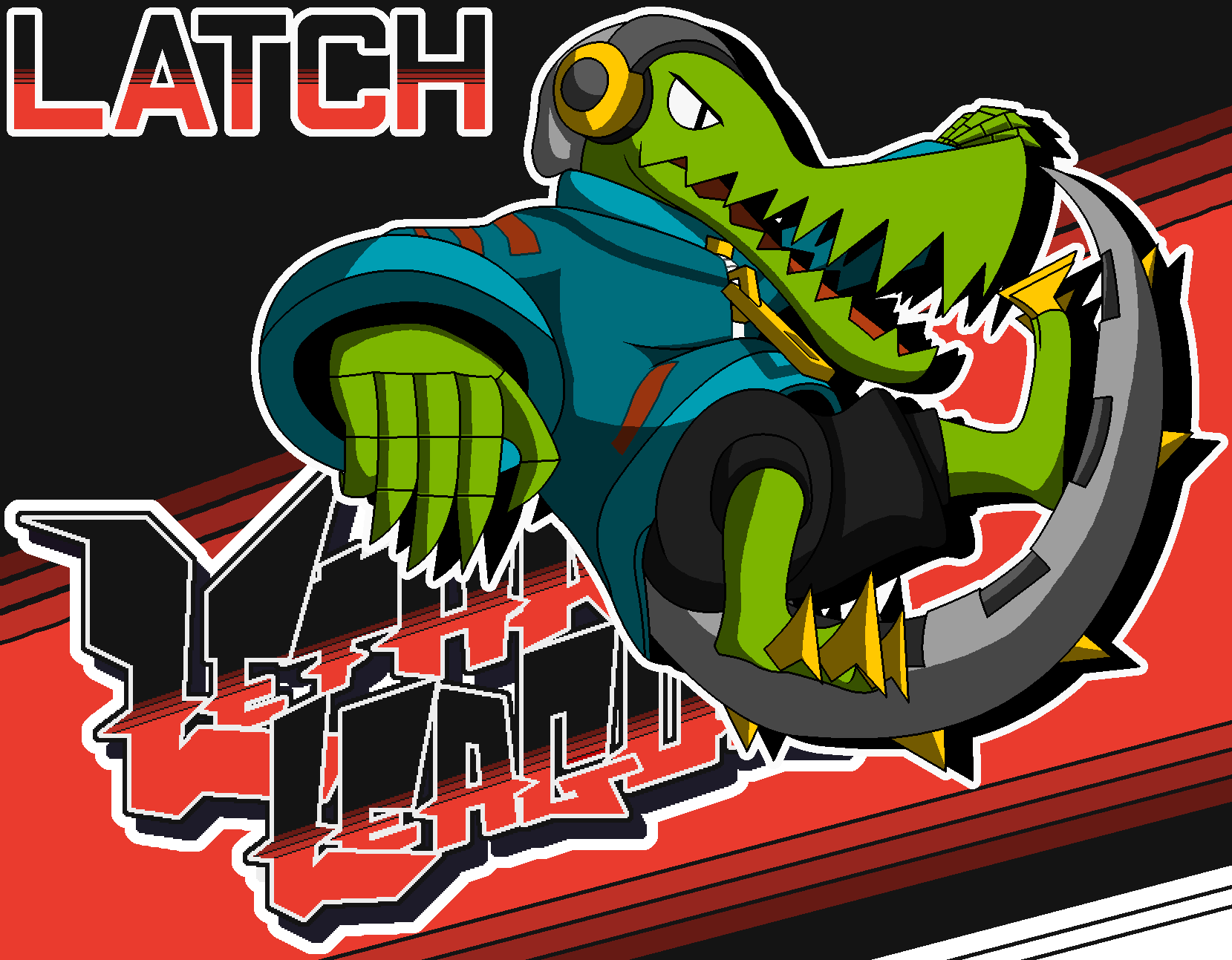3_toes ambiguous_gender angeltf anthro beanie clothing crocodile crocodilian crocodylid cybernetics hat headgear headphones headwear hi_res hoodie latch lethal_league long_tail machine metal_tail prosthetic reptile scalie solo toes topwear video_games zipper