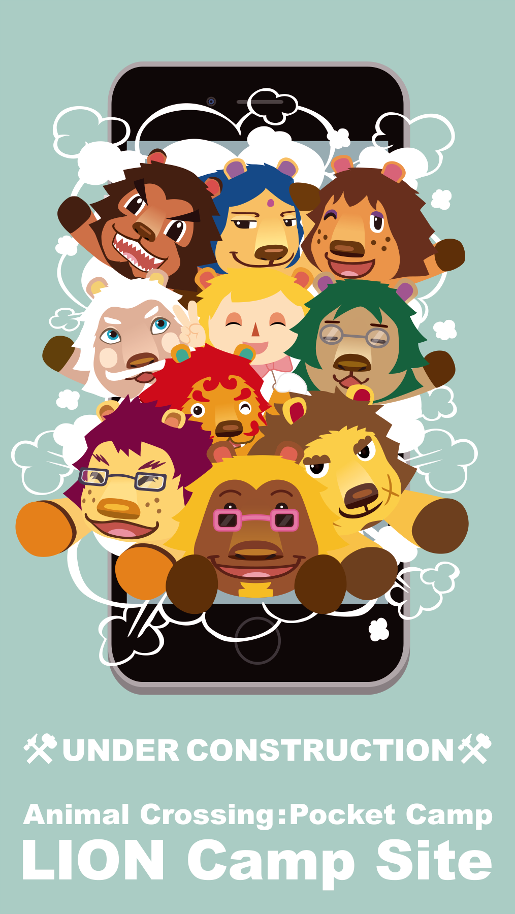 amapansan animal_crossing aziz_(animal_crossing) blonde_hair blonde_mane blue_eyes blue_mane brown_body brown_fur brown_mane bud_(animal_crossing) clothed clothing elvis_(animal_crossing) eyewear facial_hair fangs felid freckles fur glasses green_mane group hair hi_res human jubei_(animal_crossing) leopold_(animal_crossing) lion lionel_(animal_crossing) male mammal mane mott_(animal_crossing) nintendo orange_body orange_fur pantherine phone purple_mane red_mane rex_(animal_crossing) rory_(animal_crossing) scar sharp_teeth sunglasses tan_body tan_fur teeth video_games villager_(animal_crossing) white_mane yellow_body yellow_fur