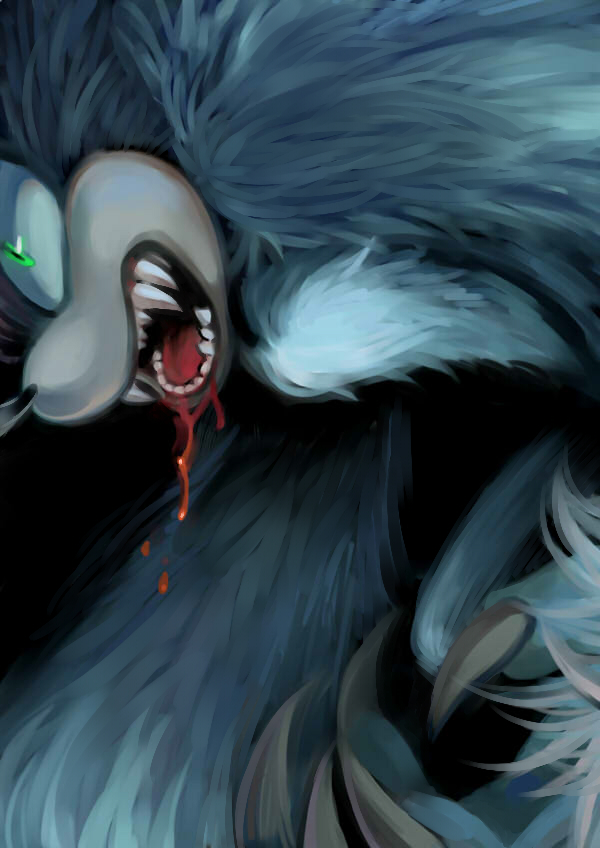 2008 anthro black_background blood blood_on_mouth blue_body blue_fur bodily_fluids claws eulipotyphlan fur green_eyes male mammal nashico623 open_mouth sharp_teeth simple_background solo sonic_the_hedgehog_(series) sonic_the_werehog sonic_unleashed teeth were wereeulipotyphlan werehog