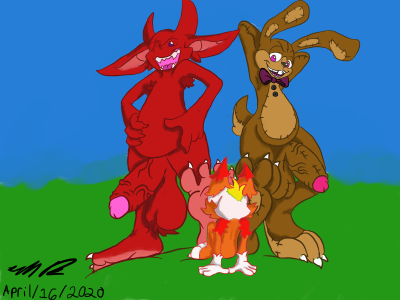 4:3 anthro balls big_balls cloudshywolf digital_drawing_(artwork) digital_media_(artwork) eye_contact five_nights_at_freddy's fnaf_vr_help_wanted foot_fetish foot_focus foot_lick foot_play genitals group huge_balls humanoid hybrid hyper hyper_balls hyper_genitalia imp lagomorph leporid licking looking_at_another looking_down male male/male malhare_fnaf mammal pawpads rabbit simple_background tongue tongue_out video_games