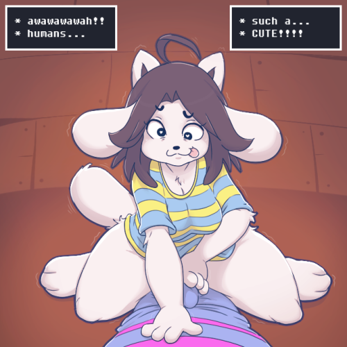 &lt;3 &lt;3_eyes 1:1 :3 ahoge anthro big_breasts black_hair bottomless bottomwear breasts bulge canid canine cleavage clothed clothing derp_eyes dialogue dialogue_box duo english_text faceless_male felid feline female female_focus female_on_top fur hair hand_on_bulge hand_on_penis low_res male male/female mammal multi_ear on_top pants protagonist_(undertale) shaking shirt solo_focus striped_shirt tem temmie_(undertale) text thick_thighs through_clothing tongue tongue_out topwear undertale video_games white_body white_fur wide_hips