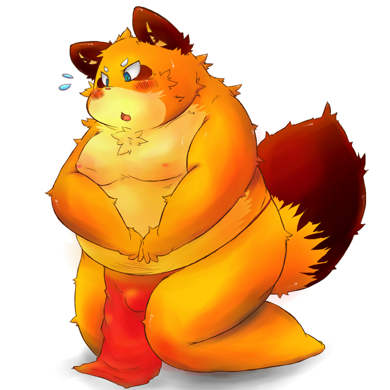 1:1 2010 anthro asian_clothing belly blush brown_body brown_fur bulge canid canine clothing east_asian_clothing fundoshi fur humanoid_hands japanese_clothing kemono male mammal moobs nipples overweight overweight_male raccoon_dog simple_background solo tanuki torisanshou underwear white_background young