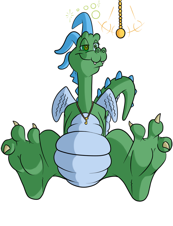 2015 alpha_channel claws dragon dragon_tales fangs feet green_body green_eyes hypnosis jewelry mind_control necklace reptile salmacisreptile scalie simple_background smile spikes toe_claws transparent_background zak_(dragon_tales)