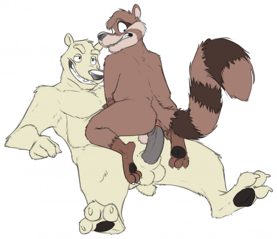 anal anal_penetration anthro duo male male/male mammal on_top overweight overweight_male penetration polar_bear procyonid raccoon reverse_cowgirl_position ripley_cooney_(character) sex size_difference slightly_chubby ursid ursine weaselgrease